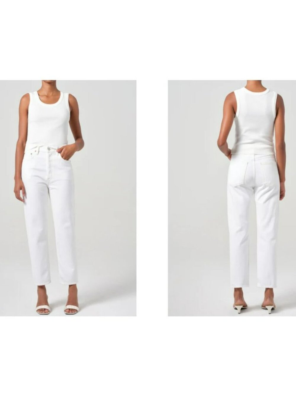 Agolde Riley Crop High Rise Button Fly Jeans Womens 26 White Distressed NEW